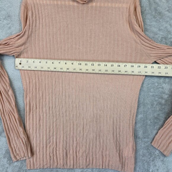 COS Sweater Womens Medium Beige Ribbed Turtleneck Lyocell Wool Long Sleeve Top - Picture 5 of 11